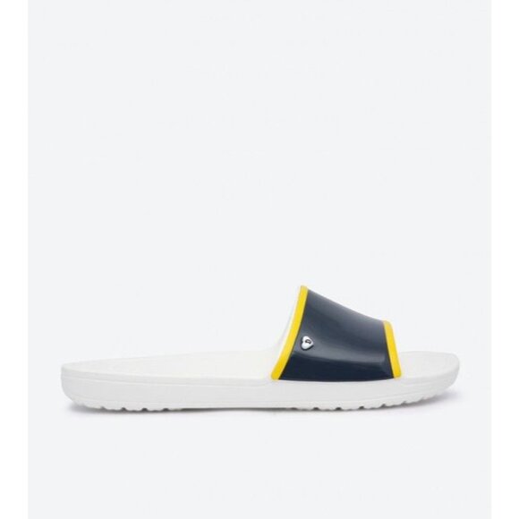 Crocs X Drew Barrymore Sloane Slide Navy Yellow Stripe White Base Womens Size 8 - Picture 2 of 12